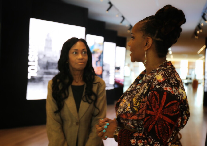 Tamara Lanier talks with IAAM CEO and President Dr. Tonya Matthews and the museum prepares to unveil 1850 daguerreotypes exhibit. Oct. 15, 2026.