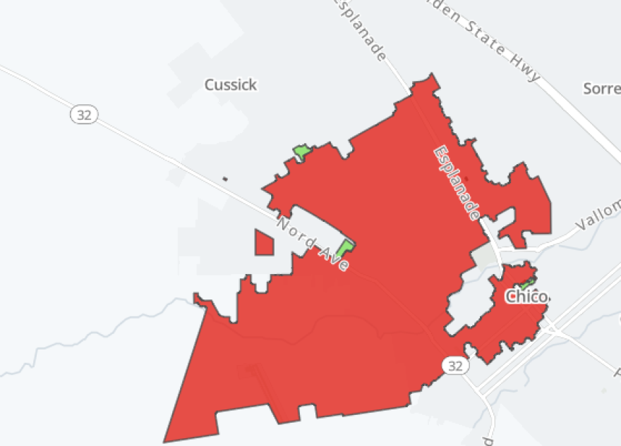 PG&E says about 7,400 customers were without power around 4:20 p.m. Tuesday in and around downtown Chico.
