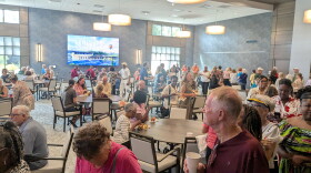 Visitors to the grand opening were checking out the center's large dining hall.