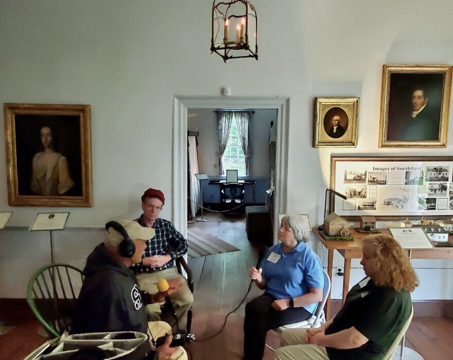 Smithfield Plantation docents with Tom Wilmer (left to right) Walter Bailey, Laura Wedin and Anita Silverman