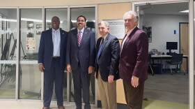  SUNY Chancellor John King, second from right, stands with OCC president Warren Hilton, right, William Magnarelli, second from left, and Al Stripe. 