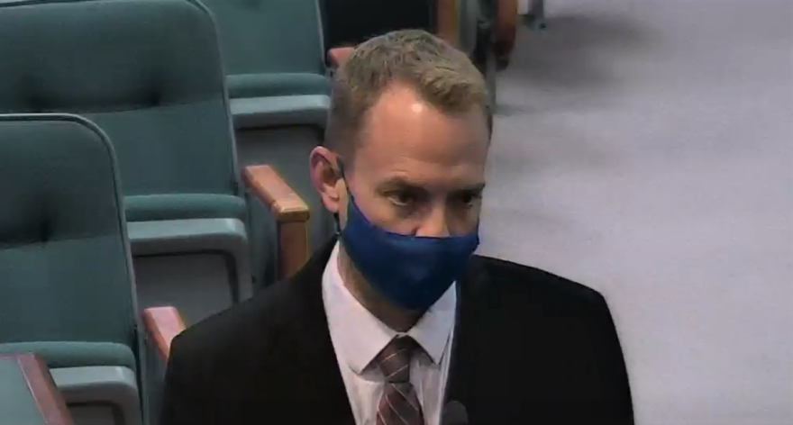 Aaron Kissler, health officer for the Lake County Health Department, speaks to the County Commission on Tuesday. Image: Lake County video