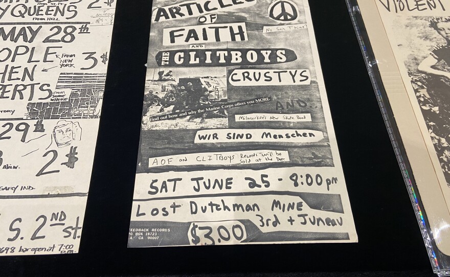 A poster for a show at Lost Dutchman Mine, featuring a full lineup of bands and zine-esque collage design style.