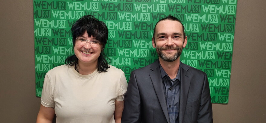 Concentrate Media's Lee Van Roth and Courier Mates creator Lonnie Brammer at the Timko Broadcast Center.