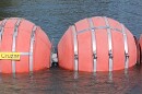 Operation Lone Star's buoy barrier in the Rio Grande.