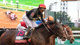 Golden Tempo (19) ridden by Jose L. Ortiz wins the 152nd running of the Kentucky Derby horse race at Churchill Downs, Saturday, May 2, 2026, in Louisville, Ky. (AP Photo/Jeff Roberson)