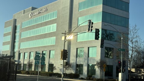 Photo of Kaweah Health Hospital in Visalia during sunset, taken on Friday, Jan. 23, 2025.