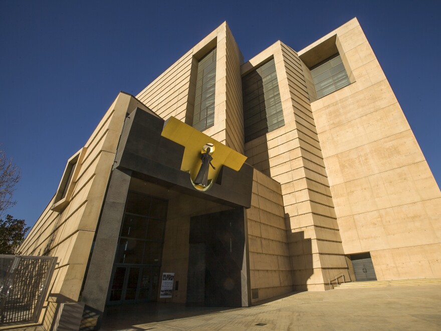 The Archdiocese of Los Angeles has agreed to pay $8 million to a teenager who was sexually abused by a teacher when she was 15 years old. Pictured here, the Cathedral of Our Lady of the Angels, the headquarters for the archdiocese, in 2013.