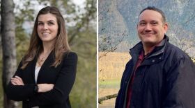 Anchorage School Board candidates Rachel Blakeslee and Alexander Rosales