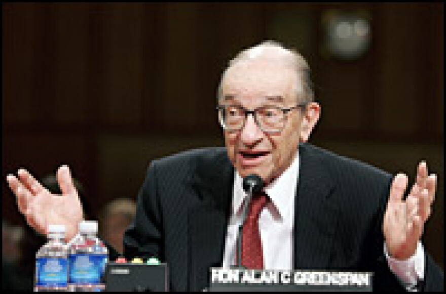 Former Federal Reserve Chairman Alan Greenspan testifies during a Senate Foreign Relations Committee hearing about U.S. dependence on oil in Washington, D.C., June 7, 2006.