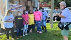 Debra Bennett, second from the left, led and effort to collect and deliver supplies to Lowell Correctional Institution north of Ocala. Photo: Joe Byrnes