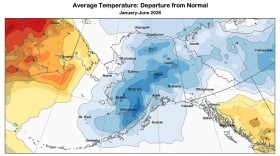 Cooler than normal temperatures prevailed across mainland Alaska during the first 6 months of 2026.