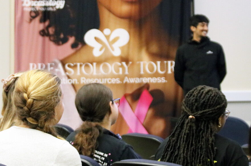 Students listen to the Breastology presentation at the University of Florida on Tuesday, Oct. 6, 2026. (Catherine Chapman/WUFT News)