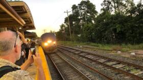 The first Valley Flyer train arriving in Northampton, Massachusetts, on Friday, August 30, 2019.