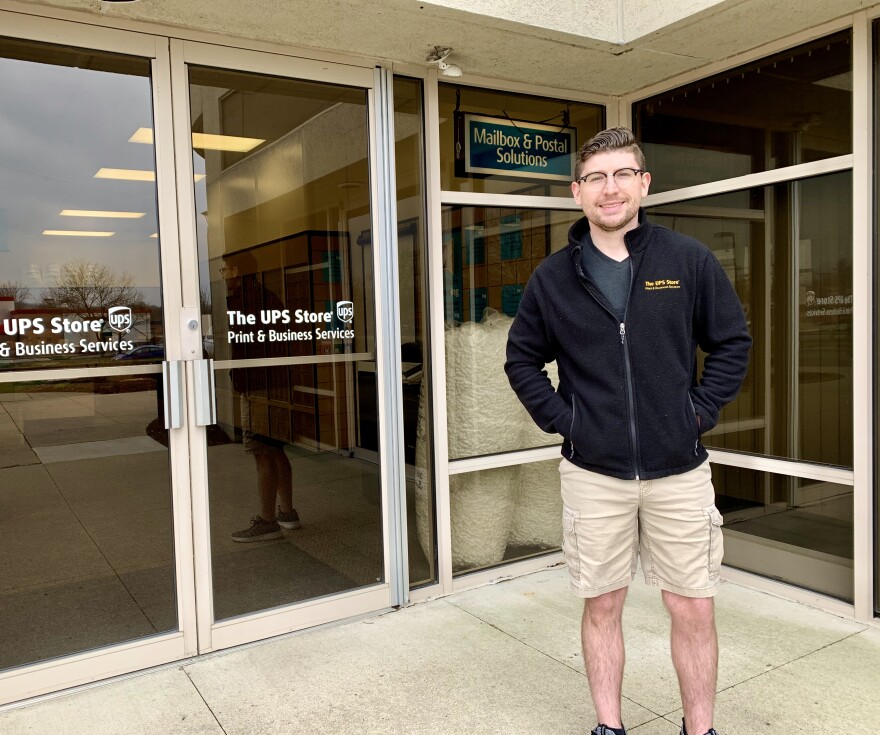 UPS Store manager C.J. Pennington. The statewide stay-at-home order exempts mail, shipping, logistics and delivery busineses and services. 