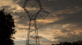 Transmission lines in Louisa County. (Ned Oliver/ Virginia Mercury)