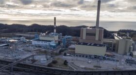 The J.H. Campbell Complex seen from afar with a drone view.