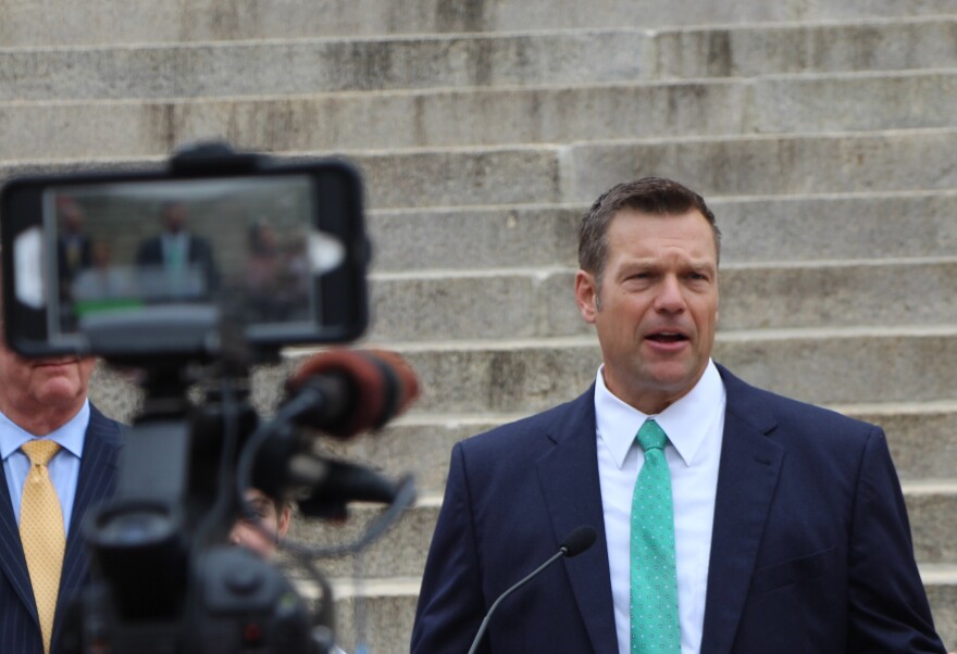 Former Kansas Secretary of State Kris Kobach during his campaign for governor last year. He has agreed to enter diversion in order to avoid further punishment from the state for misconduct in a voting rights case when he was secretary of state.