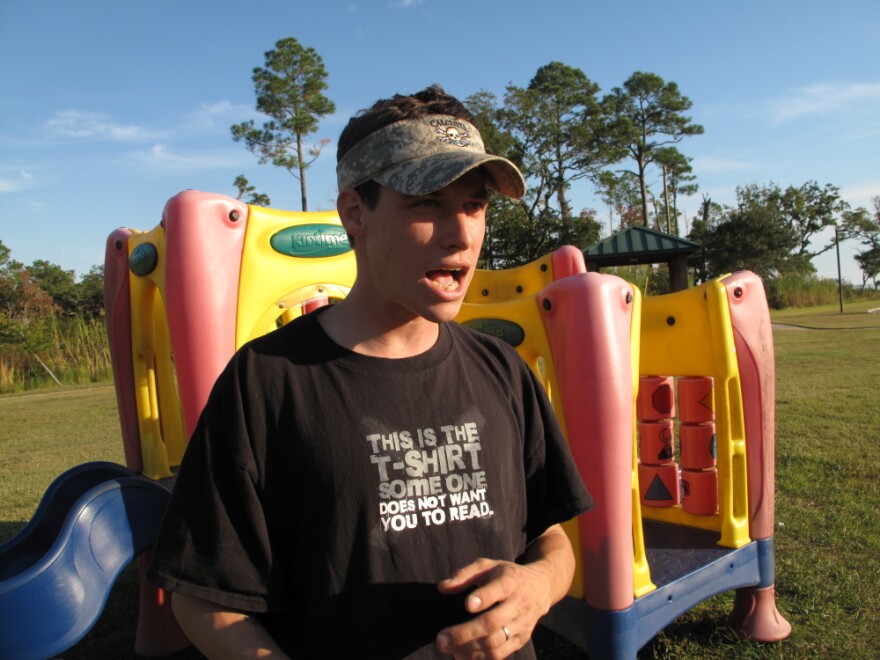 Aaron Hofer, 27, is an Iraq war veteran and fourth-generation shrimper  who lost the lucrative summer season to the BP oil spill. His wife, Lena, says she thinks he's struggling more now than he did in Iraq. Aaron recalls a recent breakdown. "Oh lord,  three weeks ago I had an outburst. I don't know where it came from. I  yelled at my wife, her mother. I ended up busting a window," he says.