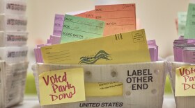 Ballots are seen at the Weld County Elections office in Greeley on June 25, 2024.
