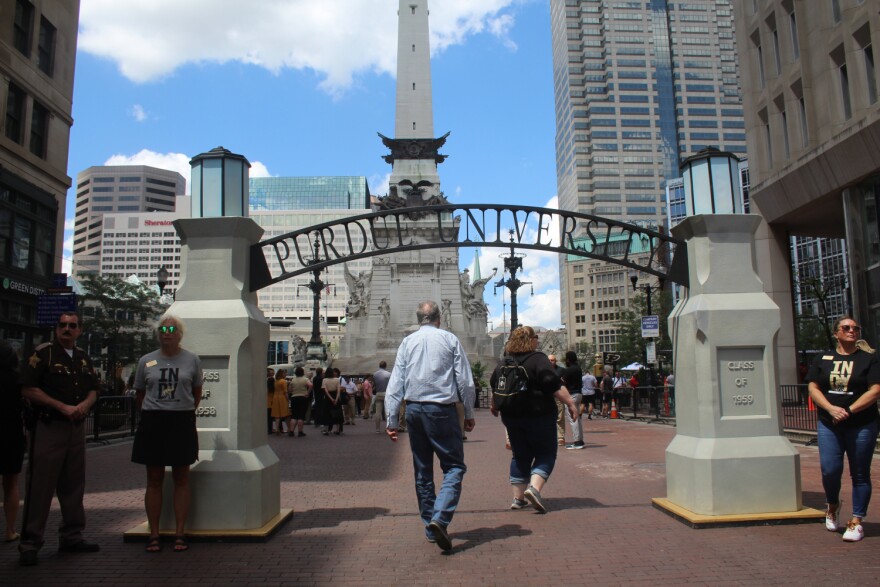 Purdue University staged the launch of its Indianapolis campus in Monument Circle in June 2024.