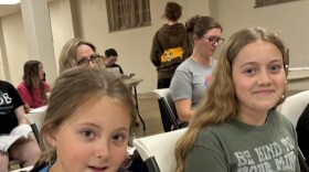 Sadie Marsh and Eden Jones rehearse songs as the Banks children for the show.