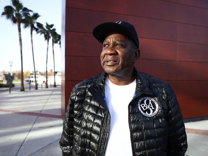 Brown, in his Black Stuntmen's Association jacket