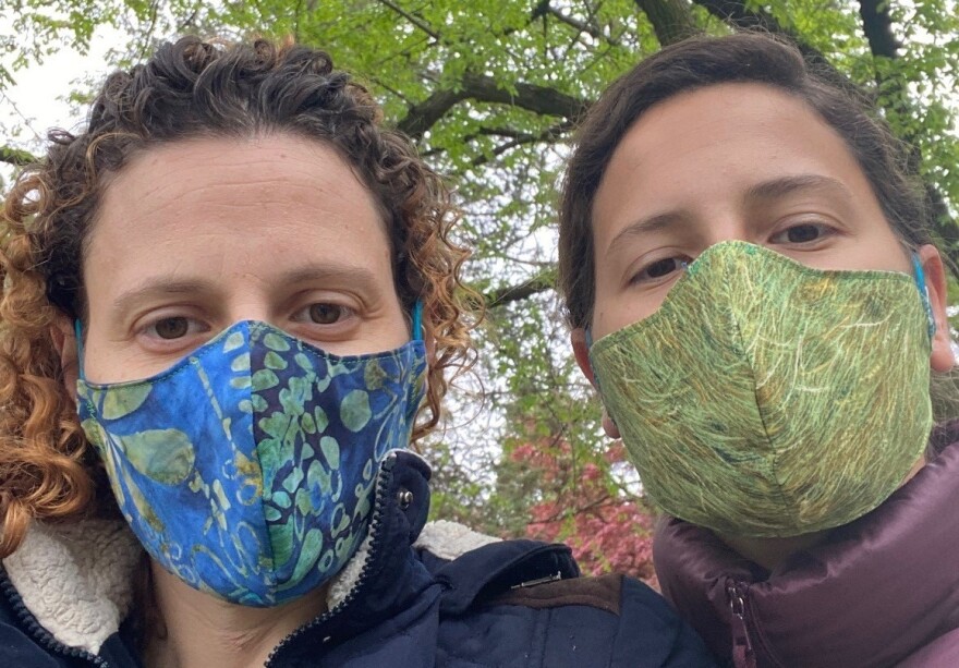 Sisters Brianne (left) and Kerry Burger are having to work through how to communicate with people wearing masks.