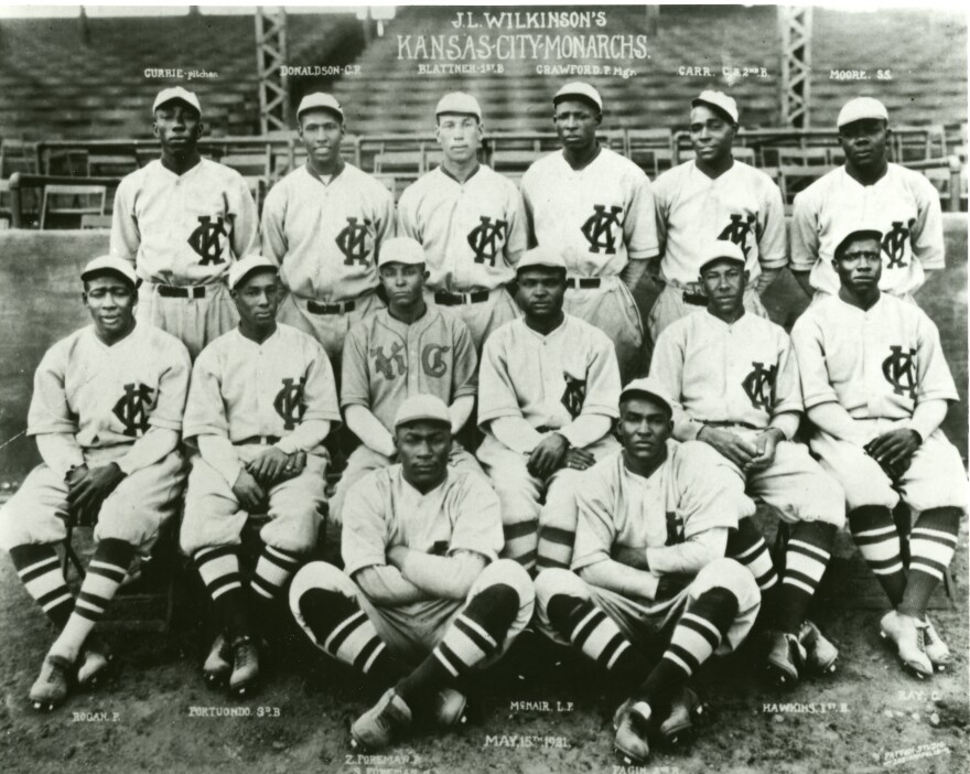 A photograph of the Kansas City Monarchs baseball team