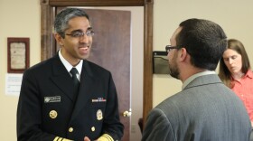 U.S. Surgeon General Vivek Murthy talks with recovering addict Justin Zagaruyka on Monday at Catalyst Behavioral Services in Oklahoma City.