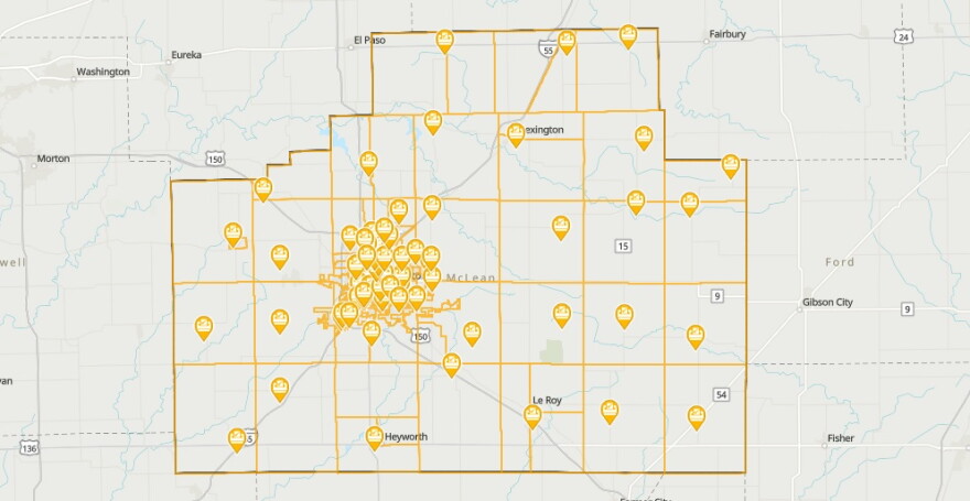Polling places in McLean County.
