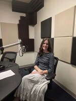 Annie Elliott at the mic in NPR Studio F
