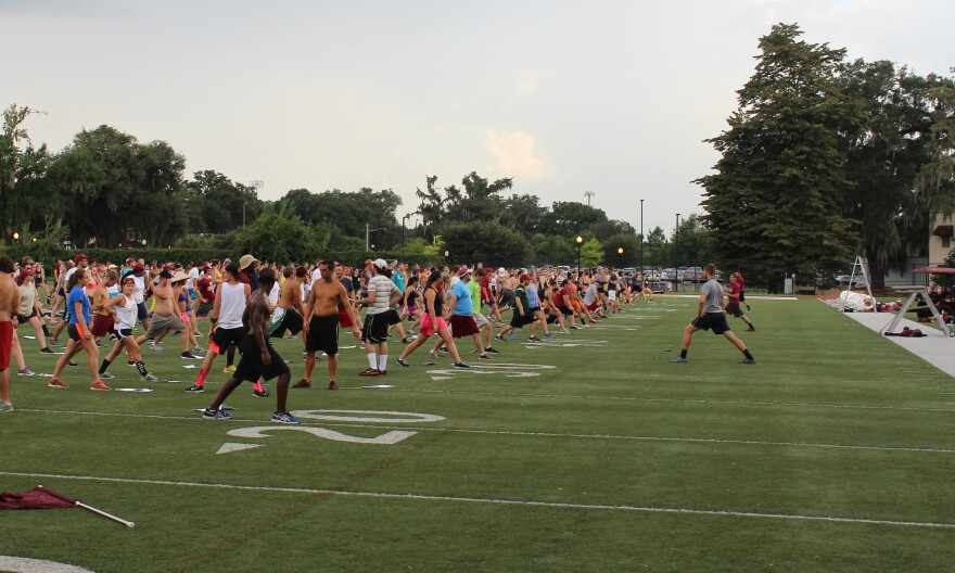 Marching Chiefs stretching at practice.