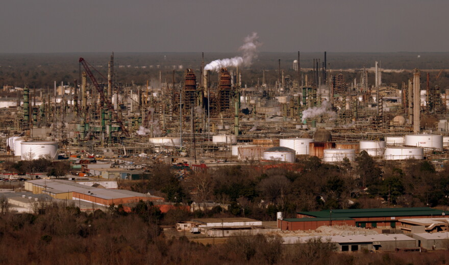 Industry lines the Mississippi River between Baton Rouge and New Orleans. 