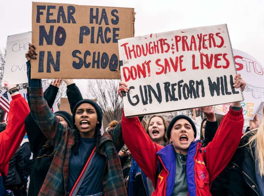 Students in the Washington DC area at a protest organized by Teens For Gun Reform on Februray 19th, 2018. Photo: Lorie Shaull, creative commons