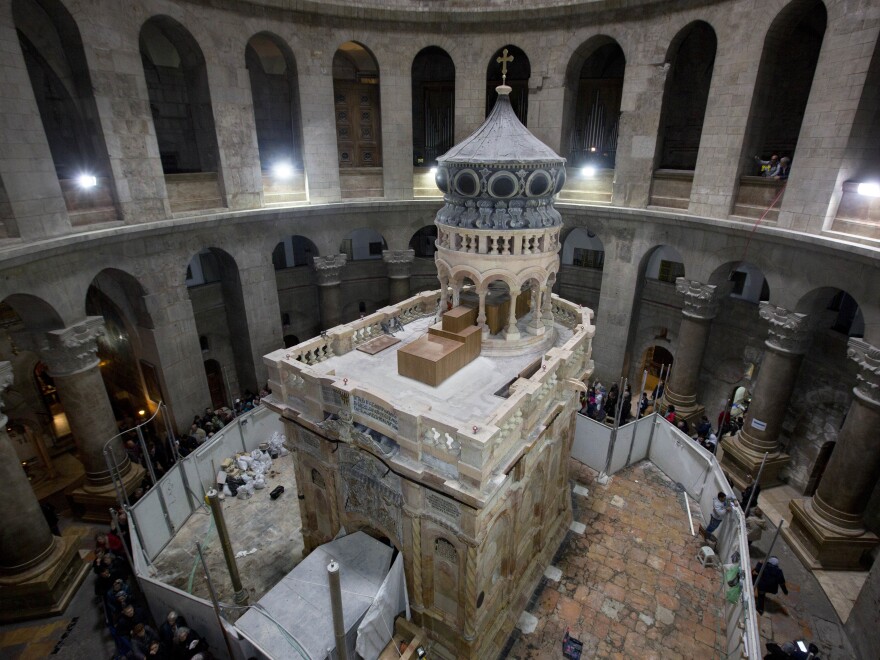 The Edicule in Jerusalem's Church of the Holy Sepulchre is traditionally believed to be the site of Jesus' tomb. A $4 million restoration project, led by a Greek team, has cleaned and reinforced the structure.