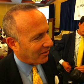 Senate President pro Tem Darrell Steinberg (D-Sacramento) talks with reporters after an event in Sacramento