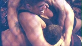 Paul Varelans grapples with an opponent in Kiev Ukraine in 1996. (Courtesy Robin Postell/robinpostell.com)