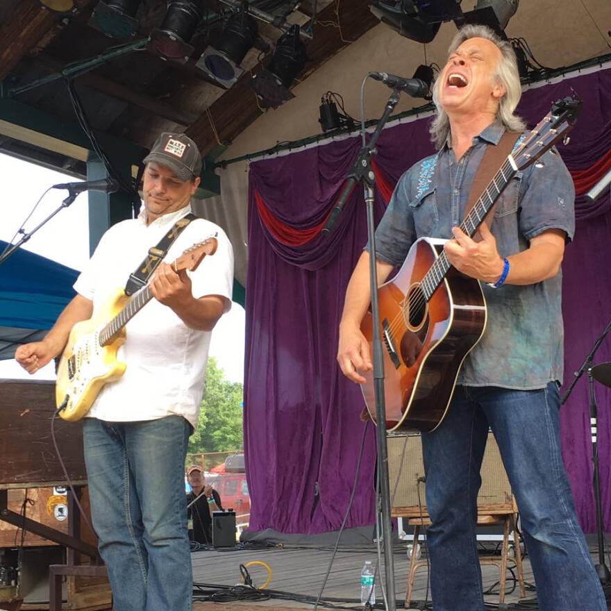 Jim Lauderdale (right) performs with Jeb Puryear and Donna the Buffalo at the 2016 GrassRoots Festival