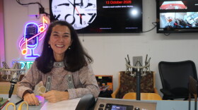 Mary Peltola after an on-air interview at KOTZ on Oct. 13, 2026.