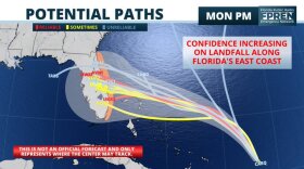 This map from the Florida Public Radio Emergency Network shows the potential paths Dorian may take.