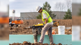 A LiUNA union member works on a job site.