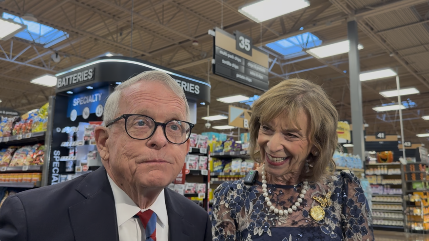 Gov Mike and First Lady Fran DeWine at a Columbus-area Kroger store on September 25, 2026
