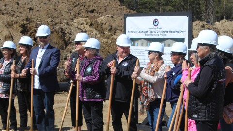 Salamatof and Kenaitze Indian tribal members stand on the site of future eleder housing on Friday, May 29, 2026 in Kenai, Alaska.