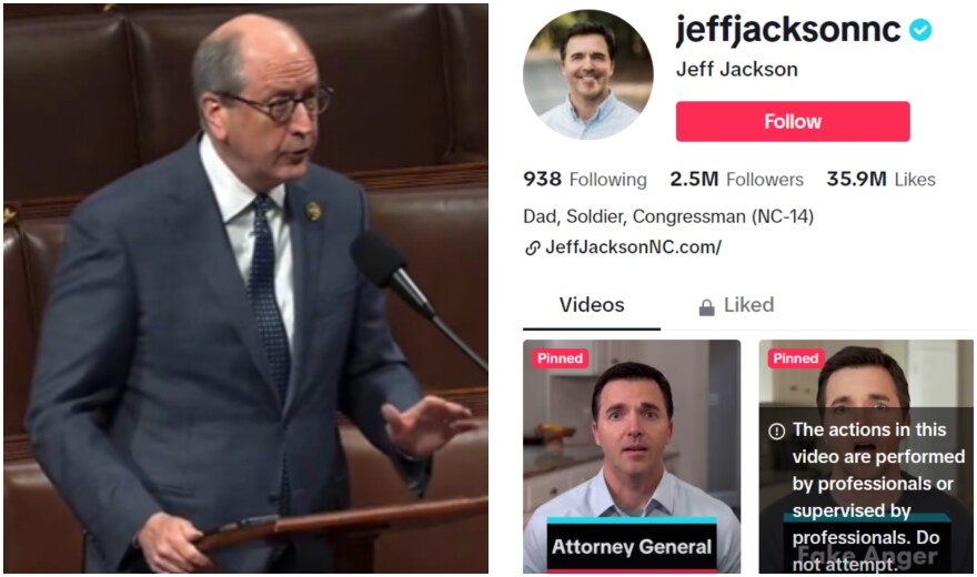 Democrat Jeff Jackson and Republican Dan Bishop differed Wednesday on a vote to force Chinese company ByteDance to sell TikTok.