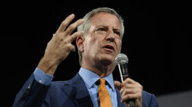 Democratic presidential candidate and New York City Mayor Bill de Blasio speaks during a forum on gun safety at the Iowa Events Center on August 10, 2019 in Des Moines, Iowa. (Stephen Maturen/Getty Images)