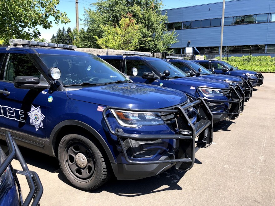  Eugene Police Department cruisers at EPD HQ.