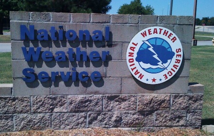 The sign in front of the National Weather Service Office on 11th Street near Highway 169.