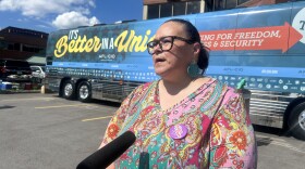 Amanda East is a quality inspector and union organizer at the SK BlueOval battery park in Glendale. She says she wants a new contract to ensure proper safety rules and equipment and negotiate better wages and benefits.