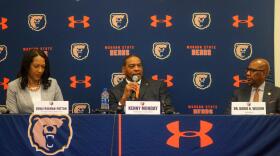 The athletic department held a press conference for the new wrestling coach on Sept. 9 at 11 a.m. in the University Student Center. Kenny Monday was joined by Dena Freeman-Patton, vice president and director for intercollegiate athletics, and University President David Wilson.